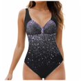 thumbnail image 1 of Yindaity Womens One Piece Swimsuits Women's One Piece Swimsuit Scoop Neck Bathing Suit Color Block Adjustable Straps Swimwear (Purple,S), 1 of 6