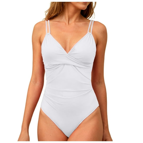 Yindaity Womens One Piece Swimsuits Women's One Piece Swimsuit Tummy Control Bathing Suit Modest Swim Suits Twist Front (White,S)