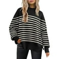 thumbnail image 1 of Yindaity Womens Oversized Sweatshirt Crewneck Sweatshirts Long Sleeve Tops Casual Side Split Black,S, 1 of 5