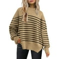 thumbnail image 1 of Yindaity Womens Oversized Sweatshirt Crewneck Sweatshirts Long Sleeve Tops Casual Side Split Khaki,L, 1 of 5