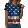 thumbnail image 1 of Yindaity Womens Patriotic Shirt American Flag Patriotic T-Shirt Women 4th of July Gift Shirt USA Flag Stars Stripes Graphic Short Sleeve Casual Tops(Dark Blue,S), 1 of 7