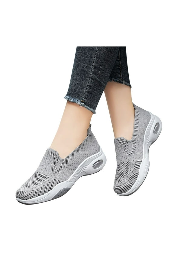 Womens Slip On Shoes Ladies Flat Pumps Comfy Casual Loafers Trainers Sneakers Sneakers Women Grey,6.5