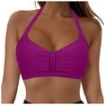 thumbnail image 1 of Yindaity Womens Swim Top Sexy Bathing Suit for Women Women's Underwire Tankini Top Tummy Control Bathing Suits Sexy V Neck Crossover Swim Top Only Tankini Swim Tops for Women(Purple,L), 1 of 8