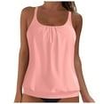 thumbnail image 1 of Yindaity Womens Tankini Top Only Ruched Tummy Control Bathing Suit Top Modest Swim Tank Top No Bottom Tankini Swim Tops for Women - Bathing Suit Top No Bottom 2025 Swimsuit Tops (Pink,XL), 1 of 6