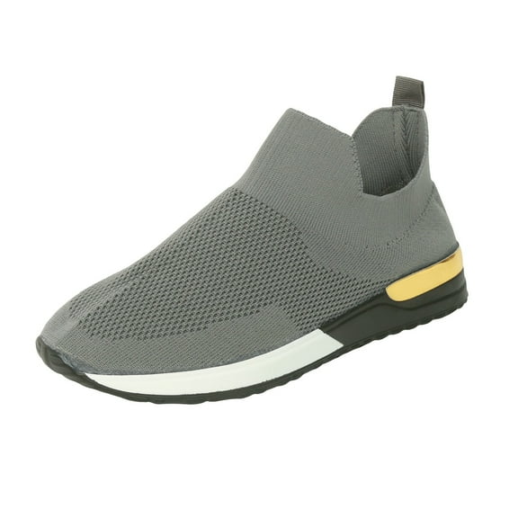 Yindaity Womens Walking Shoes Sock Casual Ladies Fashion Sneakers Comfortable Slip On Air Cushion Platform Running Sneakers Women Grey,9.5