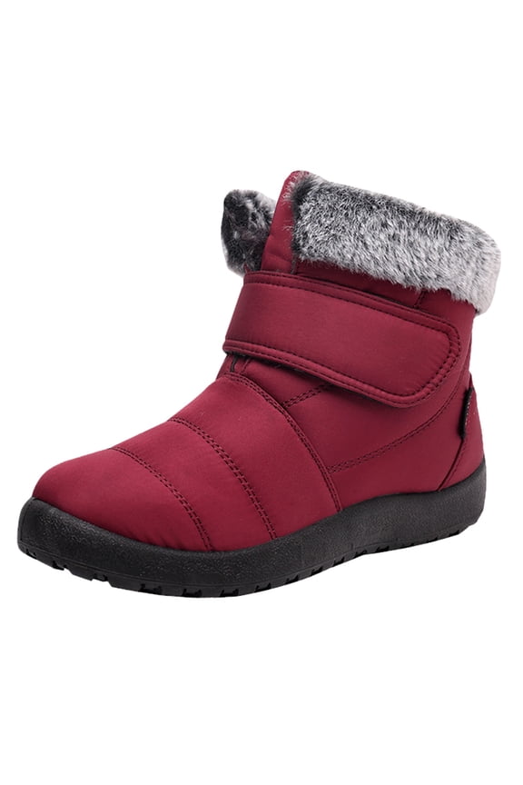 Womens Winter Snow Boots Ankle Booties Outdoor Waterproof Hiking Walking Platform Shoes(Red,8)