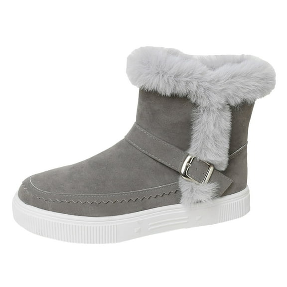 Yindaity Womens Winter Warm Snow Boot Water Resistant Non Slip Soft Lined(Grey,7.5)