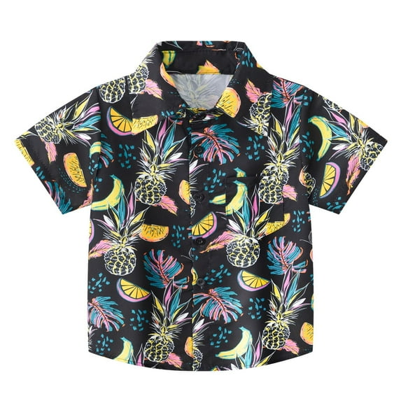 Yindaity Woven Button Shirt for Boys Black,80