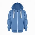 thumbnail image 1 of Yindaity Zip Hoodie Sleeve Girls Color Top Kids Long Up Girls Hoodies Jackets Solid Sweatshirt Boys Zip up Hoodie Grey(Blue,3-4 Years), 1 of 7