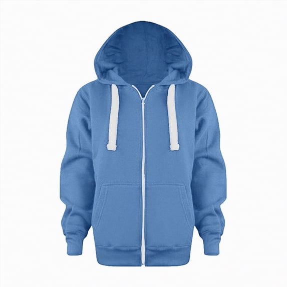 Yindaity Zip Hoodie Sleeve Girls Color Top Kids Long Up Girls Hoodies Jackets Solid Sweatshirt Boys Zip up Hoodie Grey(Blue,3-4 Years)