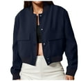 thumbnail image 1 of Yindaity Zip Up Jackets for Women Women's Stand Collar Zip up Long Sleeve Jacket with Pockets Running Sweatshirts Jackets (Navy,L), 1 of 5