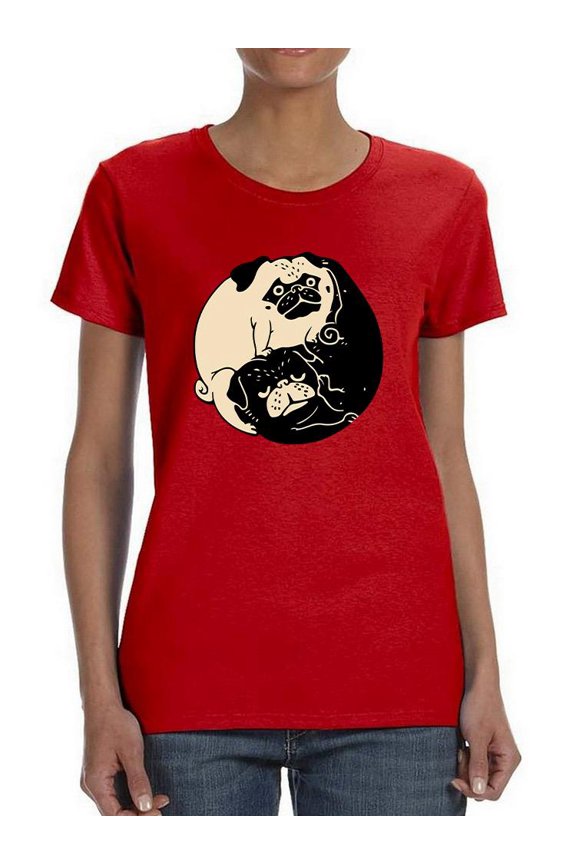 Ying Ang Yang Pugs T-Shirt Women -Smartprints Designs, Female 5X-Large