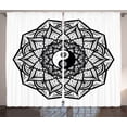 thumbnail image 1 of Ambesonne Japanese Curtains 2 Panel Set, Ying Yang Black White, 108" x 84", Black White, 1 of 3