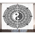 thumbnail image 1 of Ambesonne Japanese Curtains 2 Panel Set, Ying Yang, 108" x 90", Black White, 1 of 3