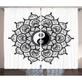 thumbnail image 1 of Ambesonne Peace Curtains 2 Panel Set, Retro Floral Art, 108" x 84", Black White, 1 of 3