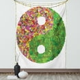 thumbnail image 1 of Ying Yang Decor Tapestry, Flowers and Leaf Decor Asian Zen Ying Yang Symbol Floral Style Daises Sunflowers, Wall Hanging for Bedroom Living Room Dorm Decor, 60W X 80L Inches, Multi, by Ambesonne, 1 of 2
