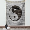 thumbnail image 1 of Ying Yang Decor Tapestry, Minimalistic Traditional Asian Rustic Wooden Floor Effect Modern Art Style, Wall Hanging for Bedroom Living Room Dorm Decor, 40W X 60L Inches, Black Gray, by Ambesonne, 1 of 5
