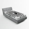thumbnail image 1 of Ambesonne Peace Fitted Sheet, Retro Floral Art, Twin Size, Black White, 1 of 2