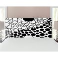 thumbnail image 1 of Ying Yang Headboard, Abstract Yin Yang Design with Large Retro Dots Counter Forces of Globe, Upholstered Decorative Metal Bed Headboard with Memory Foam, Full Size, Black White, by Ambesonne, 1 of 4