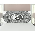 thumbnail image 1 of Ying Yang Headboard, Circle Mandala Pattern with Yin Yang Sign Made with Paisley Motif Karma Cosmos, Upholstered Decorative Metal Bed Headboard with Memory Foam, Full Size, Black White, by Ambesonne, 1 of 4