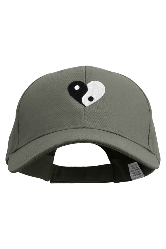 Ying Yang Heart Embroidered New Big Size High Profile Twill Cap - Grey XL-3XL