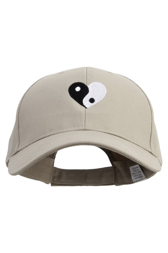 Ying Yang Heart Embroidered New Big Size High Profile Twill Cap - Khaki XL-3XL
