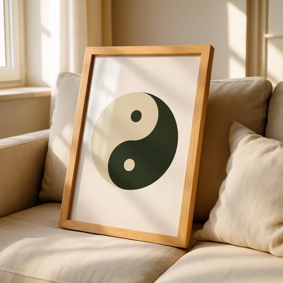 Ying Yang Neutral Boho Symbol Calming Minimalist Zen Spiritual Poster Unframed Paper Print