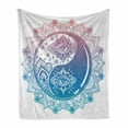 thumbnail image 1 of Ying Yang Soft Flannel Fleece Throw Blanket, Mandala Round Ombre Pattern with Yin Yang Third Eye Cultural Art, Cozy Plush for Indoor and Outdoor Use, 50" x 70", Pink Blue, by Ambesonne, 1 of 6
