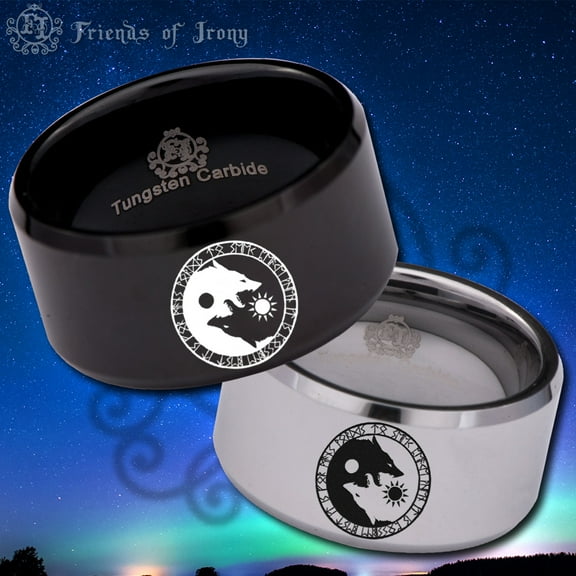 Ying Yang Wolf Tungsten Carbide Ring