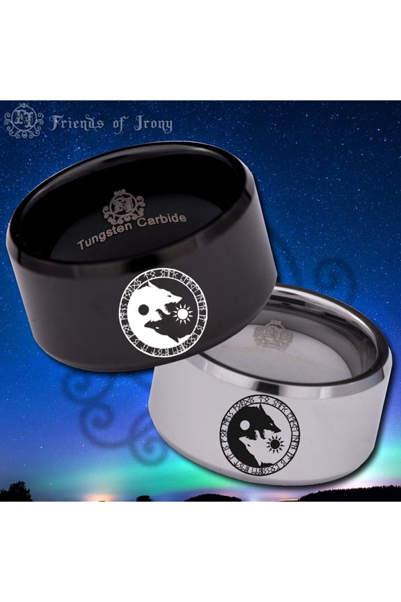 Ying Yang Wolf Tungsten Carbide Ring