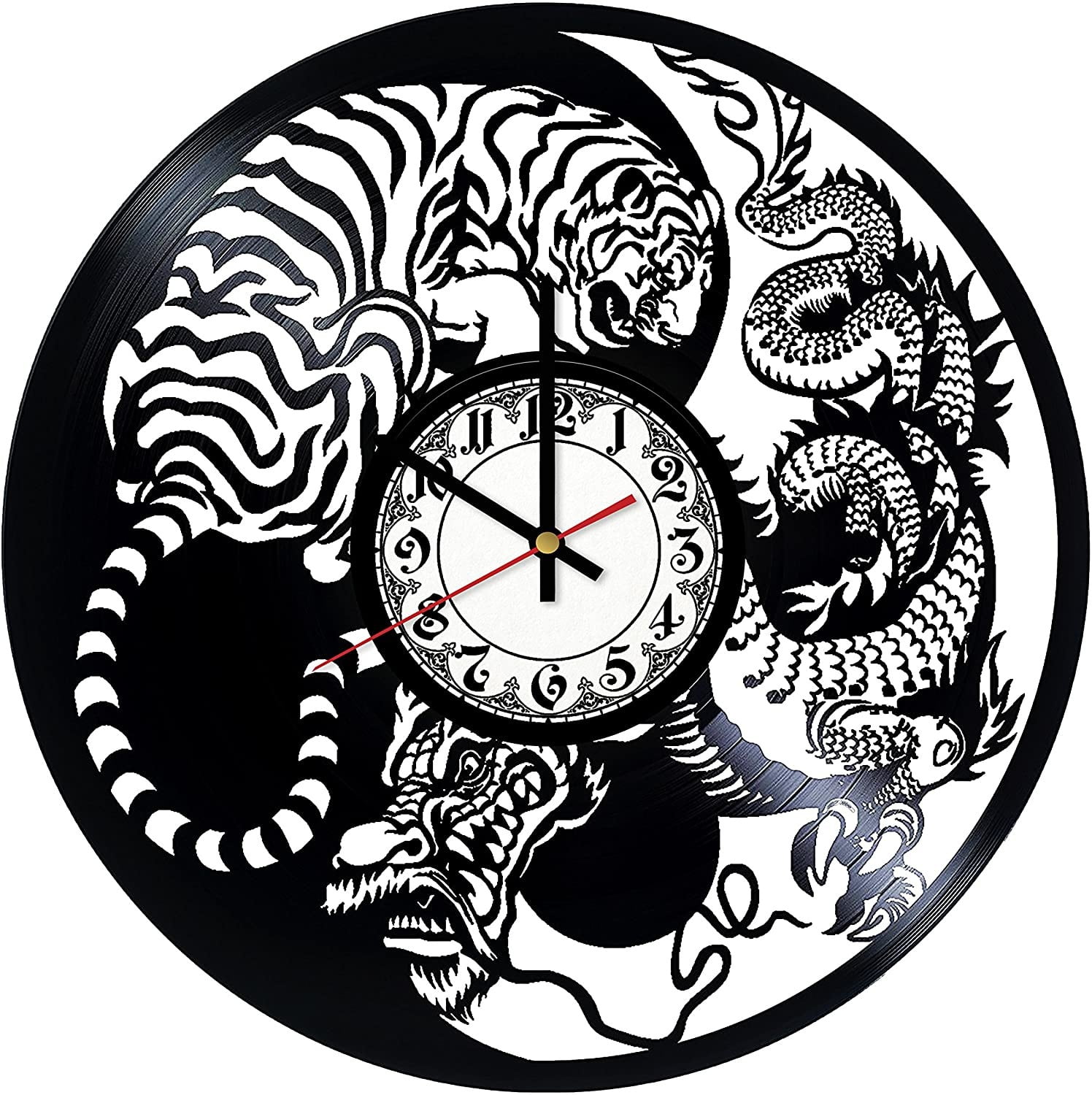 Ying and Yang Vinyl Record Wall Clock Rock Ying and Yang Wall Clock