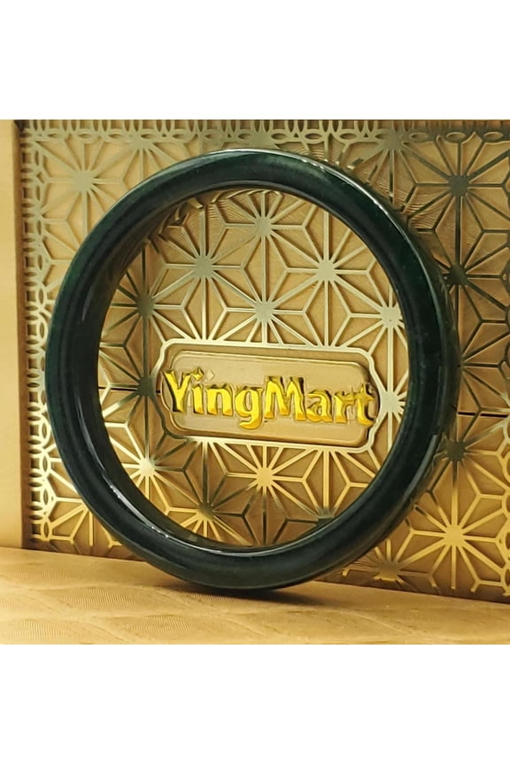 Jade Bangle 48–72mm | YingMart Natural-Colour Jade Deep Green Gift for Her Mom Sister Mens Grandma (Sizeadvice)