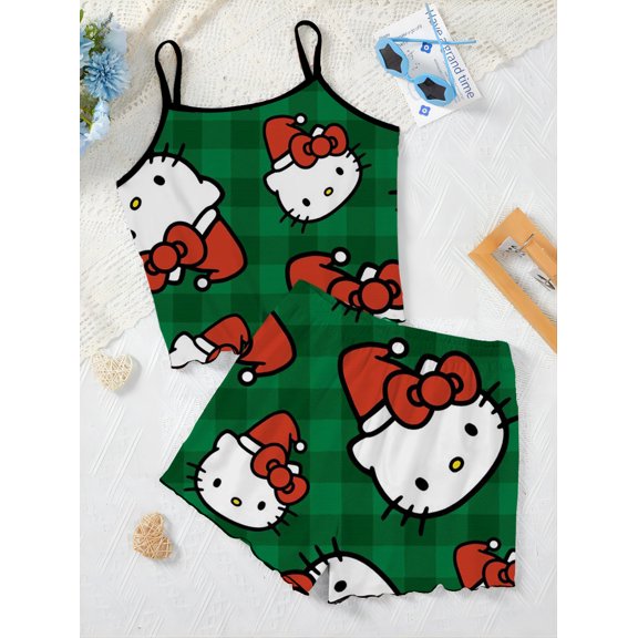 Christmas Sanrio Kitty Co Ord Sets for Women 2 Piece Set Outfit Set of Two Pieces Women‘s Clothing Women‘s Summer Suits Short