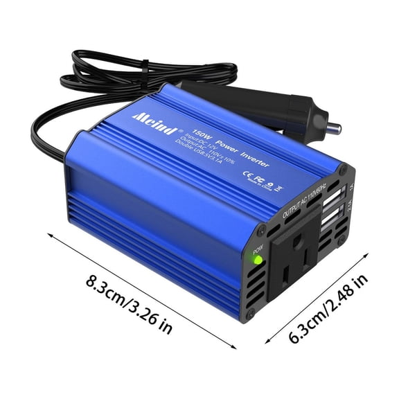 YingTaili 150W Car Power Inverter, Converts 12VDC to 110V AC for Vehicle Use, Includes 3.1A USB Car Charger, Perfect for Charging Laptops and Electronics on the Go.