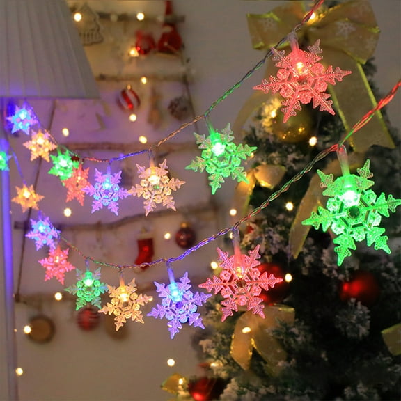 YingYouFu 10 LED Snowflake String Lights Battery Operated for Bedroom Patio Garden Party Indoor Outdoor Decor