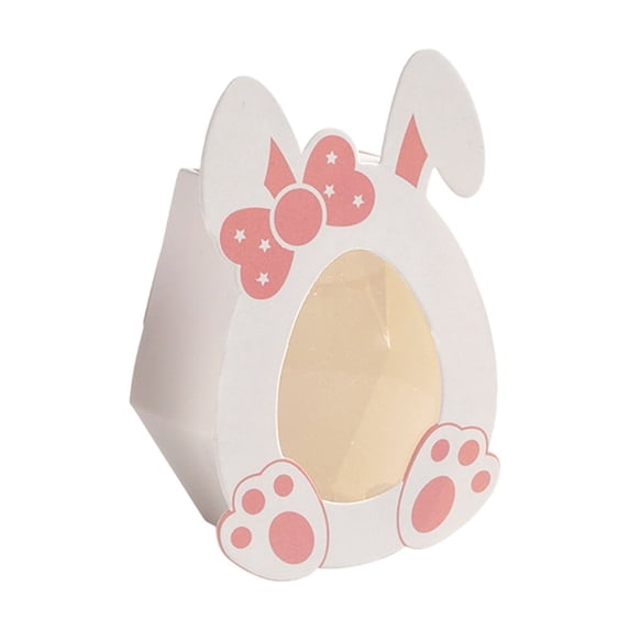 YingYouFu 10Pcs Easter Eggs Candy Treat Boxes, Carton Bunny Shape Window Spring Holiday Paper Storage Holder Containers Bags for Chocolate Cookie Goodie Snack Cases Spring Party Favor Supplies