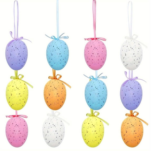 YingYouFu 12Pcs Easter Eggs Decorations Hanging Ornaments Colorful for Easter Basket Tree Decor Party Favors Supplies Home