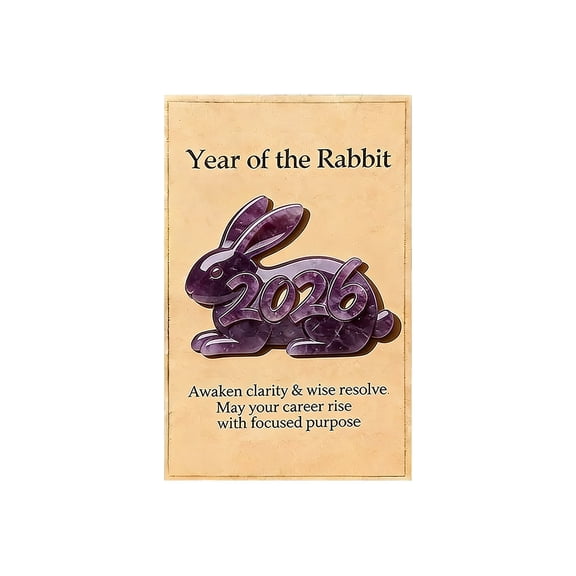 YingYouFu 2026 Easter Bunny Pocket Card Gift Turquoise Guardian - Symbol of Health & Smooth Journeys,Rabbit Figurine with Card, Chinese Zodiac Mini Statue Decor, Meaningful New Year Gift