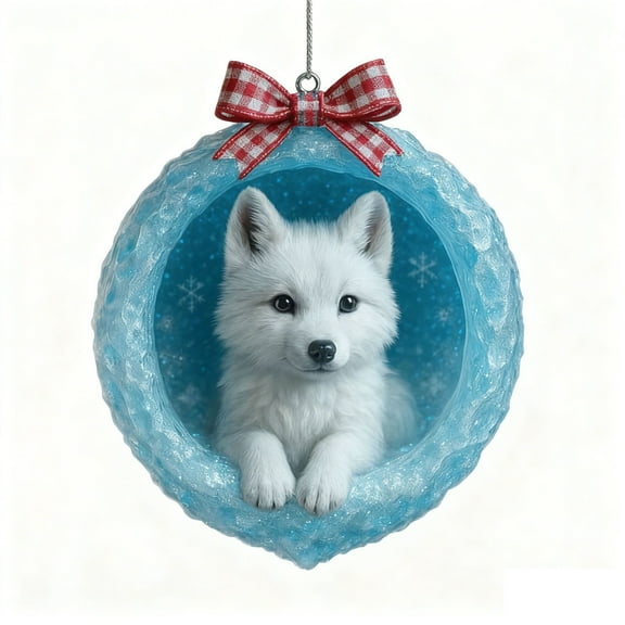 YingYouFu 2D Arctic Animals Christmas Ornaments, 8cm Frosty Themed Tree Hanging Decor Set, Winter Holiday Decoration for Indoor Christmas Tree Home Party