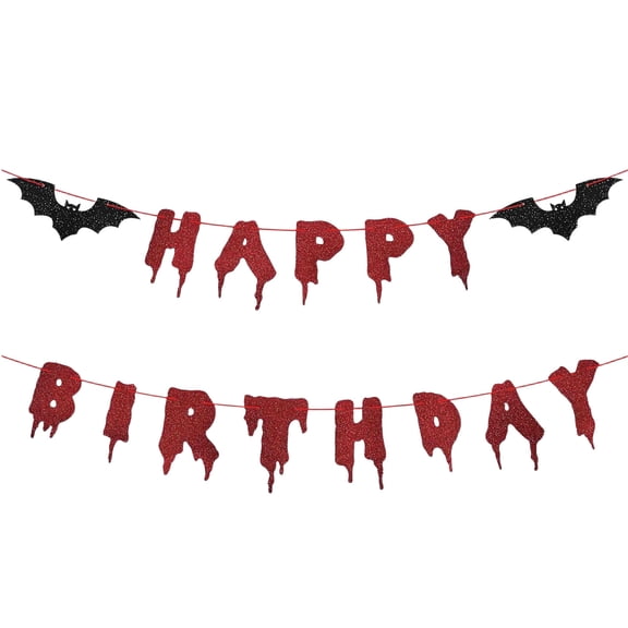 YingYouFu 2PC Halloween Birthday Party Banner, Glitter Bat Cutout Paper Garland Hanging Decor, Festive Hanging Backdrop for Birthday Gathering Party Wall Home Holiday Decoration