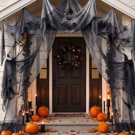 YingYouFu 2PC Halloween Creepy Cloth Decorations, Cheesecloth for Wall Door Window, Hanging Webs for Halloween Party Yard and Outdoor Indoor Decorations