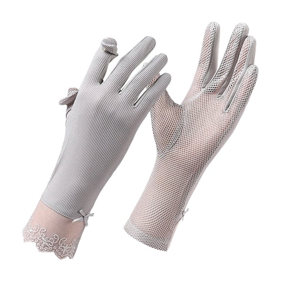 YingYouFu 2PC Ice Silk Sunscreen Gloves For Summer, Breathable Thin UV Protection Arm Sleeves, Anti Slip Touch Screen Glove For Driving Cycling