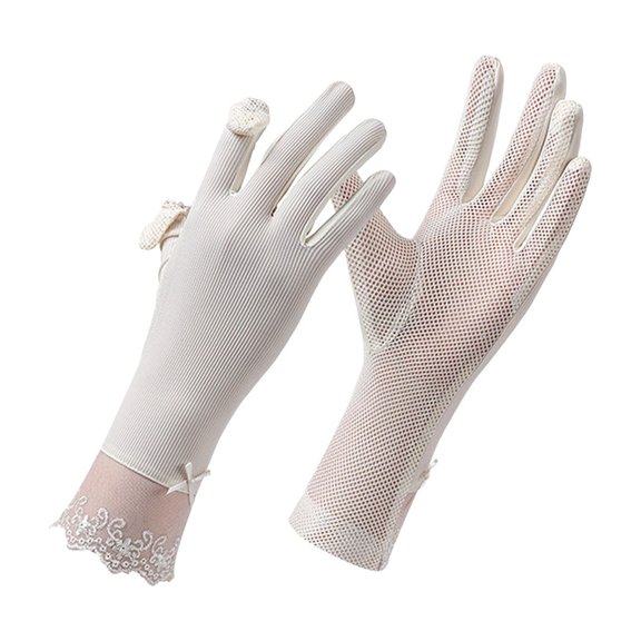 YingYouFu 2PC Ice Silk Sunscreen Gloves For Summer, Breathable Thin UV Protection Arm Sleeves, Anti Slip Touch Screen Glove For Driving Cycling