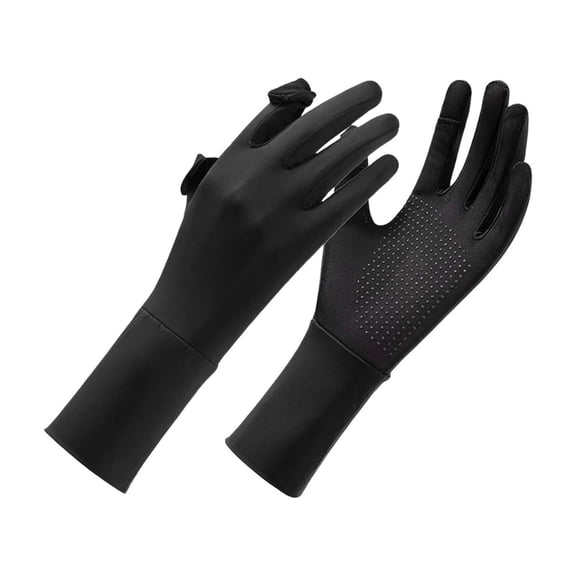 YingYouFu 2PC Ice Silk Sunscreen Gloves for Summer, Breathable Thin UV Protection Arm Sleeves, Anti Slip Touch Screen Glove for Outdoor Driving Running Cycling