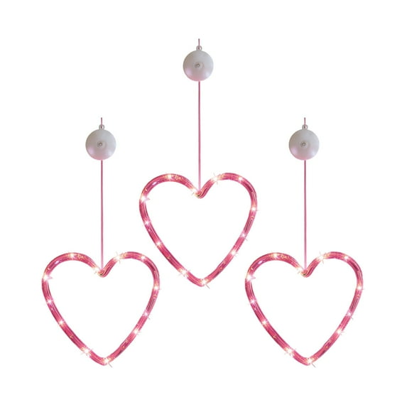 YingYouFu 3 Pack Valentine's Day Window Lights Decorations, Heart-Shaped Silhouette LED Lamp for Holiday Fireplace Indoor Home Decor Party Decoration Light Wedding Room Hanging Decoration