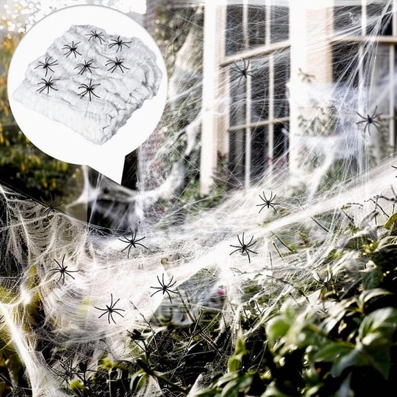 YingYouFu 300g Spider Webs Halloween Decorations with 60 Fake Spiders, Super Stretch Cobwebs for Halloween Decorations Outdoor Large Stretch Spider Web Cobwebs Indoor