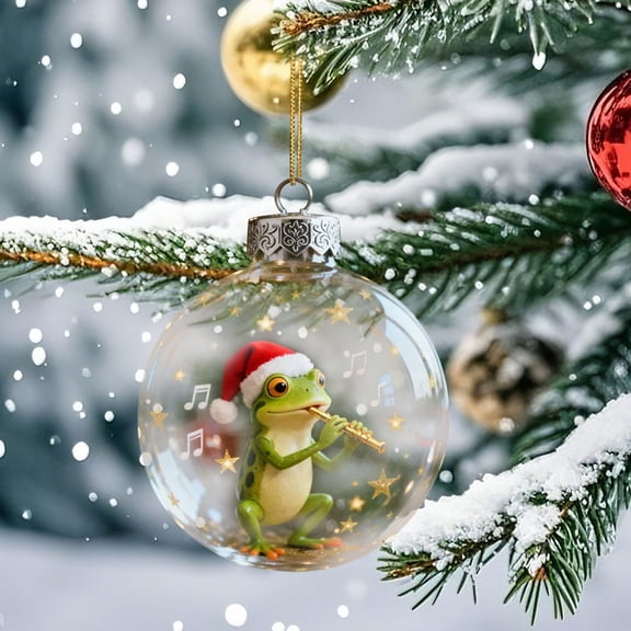YingYouFu 3D Spherical Frog Christmas Ornament Round Hanging Decor for Home Holiday Tree Decoration Cute Design