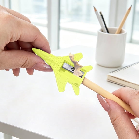 YingYouFu 3PC Airplane Pencil Sharpener, Novelty Manual Pencil Planer, Candy Color Plastic Pencil Cutter for Office Home Drawing Party Favors Gifts