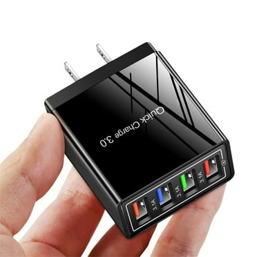 YingYouFu 4 Port Fast Charging USB Hub Wall Charger with QC 3.0 & LED IndiCatsor, 3.1A Power Adapter Compact Foldable US Plug for Phones Tablets, F