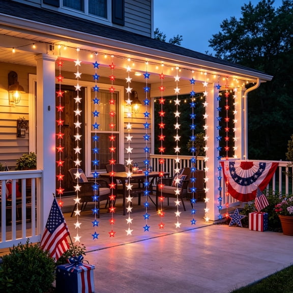 YingYouFu 4th of July LED Light Strip with Remote, Independence Day Red White Blue USB Cord Lamp Extended Lights, Patriotic Decorative String Light for Home Outdoor Indoor